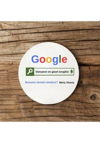 Resim Kişiye Özel Google Tasarım Esprili Mdf Bardak Altlığı 1 Adet Beyaz 