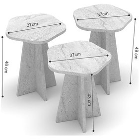 Resim Zigon Sehpa Dekoratif 3 Lü Çok Amaçlı Yan Sehpa Çiçek Formlu Atlantik Çam Kahverengi 