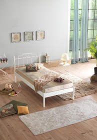 Resim Unimet Hatkus-s Tek Kişilik Ferforje Metal Karyola-beyaz (AHŞAP LATALI) 