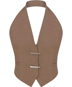 Resim Evy Linen Vest in Mocha - 34 