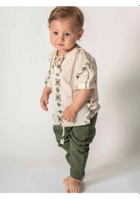 Resim Bebek Etnik Desenli Organik Pamuklu Pantolonlu Takım-15913 renkli 