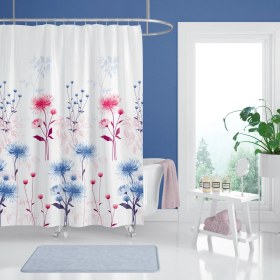 Resim Zethome Banyo Perdesi 1x180x200 Tek Kanat Duş Perdesi Halka Hediyeli Duşakabin Perdesi 8747 