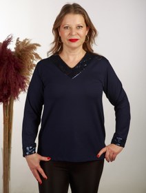 Resim Boutique Arzu İnan V Yaka Pullu Anne Bluz2021 B0069 