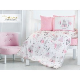 Resim İyi Geceler İstanbul Bebek Nevresim Takımı Jungle Pembe 