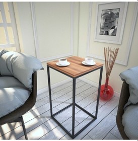 Resim Pure Yan Sehpa & Servis Sehpası Metal Ceviz / Metal Ayaklı 