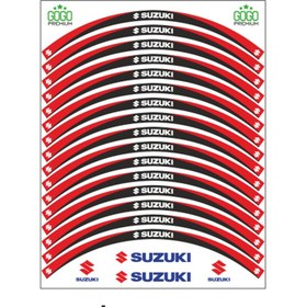 Resim Kırmızı Siyah Suzukı Uyumlu Reflektörlü Jant Şeridi 