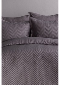 Resim İssimo Home Simply Duman Gri/füme Çift Kişilik %100 Pamuk Saten Yatak Örtüsü Seti Gri 