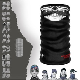 Resim DeBuff Collar Skull Mustache Motocycles Bıyıklı Kuru Kafa Buff Baf Dikişsiz Tüp Boyunluk Bandana 