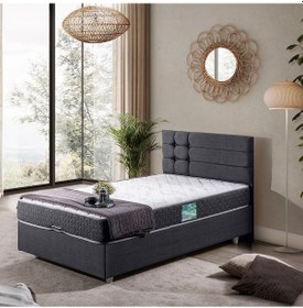 Resim Viyana Tek Kişilik Baza Başlık Comfort Yatak Seti Antrasit 90 x 200 