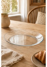 Resim Cam Servis Tabağı Şeffaf Salata Ve Meyve Sunum Tabağı Kahvaltılık Pasta Meze Tabağı 33x25 Cm 