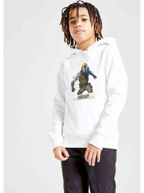 Resim Diecast Fortnite Baskılı Unisex Çocuk Kapüşonlu Beyaz Sweatshirt Beyaz 