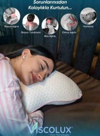 Resim Visco Kelebek Yastık - Özel Ortopedik Boyun Destekli Visco Yastık 57x45x13 Pembe 
