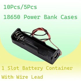 Resim 10 adet/5 adet 18650 Güç Bankası Kılıfları 1X 3.6V-4.2V 18650 Pil Tutucu Saklama Kutusu Kılıfı 1 Yuvalı Pil Konteyneri Tel Uçlu 