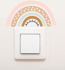 Resim Sevimli Priz Sticker - Pastel Gökkuşağı 