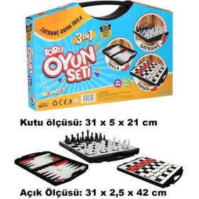 Resim MCM Group Toru 3 In 1 Çantalı Oyun Seti Satranç-Dama-Tavla 