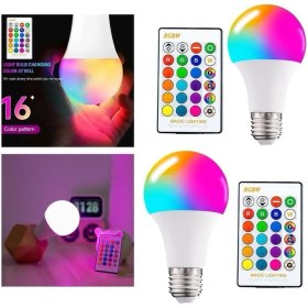 Resim 2 Adet Kumandalı, 20 Farklı Işık Renkli, Çakar Modlu Akıllı LED Ampul, Çok Kaliteli Rgb E-27 Ampul 
