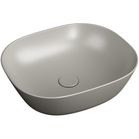 Resim VitrA Plural 7810b420-0016 Kare Alçak Çanak Lavabo, Clean, 45 Cm, Mat Bej 