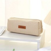 Resim Besthome1 Ortaokul Öğrencileri İçin 1 Katlı Basit Kare Desenli Pamuklu Ketencik Kalem Çantası - Bej 