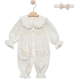 Resim Celira Krem Tül Detaylı Tulum 3 Ay,6 Ay,9 Ay,12 Ay Kız Bebe Krem 