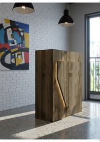 Resim Resital Ledli Karşılama Bankosu G-90 Cm Ofis Kasa Resepsiyon Masası Banko-001-2-2 