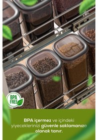 Resim Vienev 42'li Etiketli Hava Geçirmez Erzak Ve Baharat Saklama Kabı Seti Kaşıklı Antrasit Antrasit 