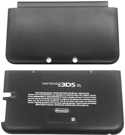 Resim Siyah Renk 3DSXL Ekstra Konut Case A/E Yüz Kabuk Değiştirme, Eski 3DS XL/LL 3DSLL Büyük El Konsolları, Yeni ABD Edition Üst Faceplate/Alt Arka Pil Kapağı Plakaları 2 ADET Set 