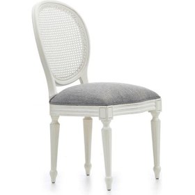 Resim Madalyon Hazeranlı Ahşap Klasik Sandalye Beyaz - Gri 