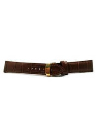 Resim Hertür Saate Uygun Kelebek Toka 24 Mm Koyu Kahverengi Sarı Tokalı 