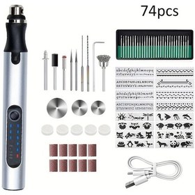 Resim Honeybeeshop 74 Adet Mini Kablosuz Döner Alet Taşınabilir Kablosuz Usb Şarj Edilebilir 380mah Pil Oyma Parlatma Gravür 