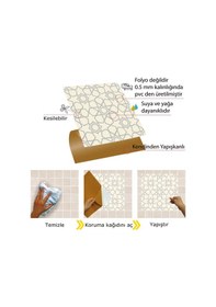 Resim Tink Kendinden Yapışkanlı Gümüş Selçuklu Desenli Pvc Karo 30x30 Cm 