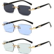 Resim Rmm Çerçevesiz Dikdörtgen Güneş Gözlüğü Moda Kadın Erkek Shades Yaz Seyahat Oculosturuncublack51 Gri 