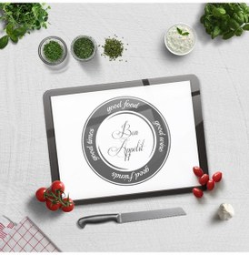 Resim Decorita Cam Kesme Tahtası | Good Food - Beyaz Fon | 30 x 40cm 
