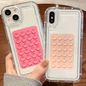 Resim Unik Yaratıcı Emme Kupası Kaymaz Anti-düşme Cep Telefonu Kılıfı, iPhone X/XS/XR/XS Max/15/14/13/12/11Pro Max, 15/14/12/11Pro, 15/14/7/8Plus için Uygun, Tüm Yönlerden Koruma Cep Telefonu Kutusu, Dayanıklı Anti-düşme Şeffaf Koruyucu Kılıf 