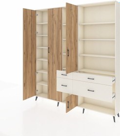 Resim Arges Dolap 14 Raflı 4 Çekmeceli 4 Kapaklı 220x30x243 Aytaşı-çam/aytaşı Atlas Çam/aytası 