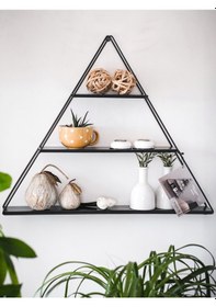 Resim DEKORATİF METAL RAF ÜÇGEN DUVAR RAFI KURULUM GEREKTİRMEYEN TEK PA 