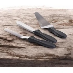 Resim CetKing Paslanmaz Çelik Kaymaz Saplı 3'lü Spatula Seti 