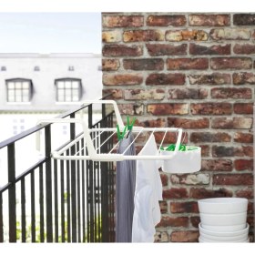 Resim Özbience Pratik Çamaşır Kurutma Askısı, 77 Cm, Metal, Balkon Kenarı, Beyaz 