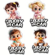Resim Araba Bebek Bebek Güvenlik İşareti Araba Sticker Uyarı Sticker Sevimli Erkek Kız Bebek Araba Su Geçirmez Pencere Sticker Araba Aksesuarları 
