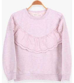 Resim Kız Çocuk Sweatshirt Güpürlü Bej Melanj (6-12 Yaş) 
