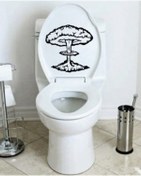 Resim Klozet Banyo Sticker Komik Resim 2 Siyah 