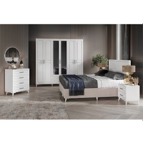 Resim Gözde 6 Kapaklı Komple Mdf Beyaz Yatak Odası 