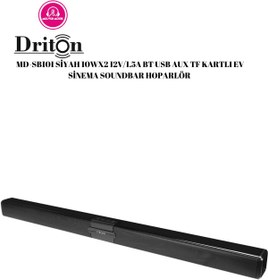 Resim DRİTON MD-SB101 SİYAH 10WX2 12V/1.5A BT USB AUX TF KARTLI EV SİNEMA SOUNDBAR HOPARLÖR 