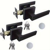 Resim 2 Adet Mat Siyah Kilitli ve Anahtarlı Kapı Kolu, Yatak Odası veya Banyo İçin İç/Dış Kapı Kolu / Giriş Kapı Kolu Ağır Hizmet Tipi 