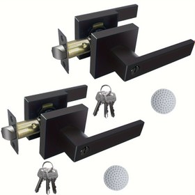 Resim 2 Adet Mat Siyah Kilitli ve Anahtarlı Kapı Kolu, Yatak Odası veya Banyo İçin İç/Dış Kapı Kolu / Giriş Kapı Kolu Ağır Hizmet Tipi 