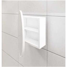 Resim Oval Aynalı Lavabo Üstü Banyo Dolabı - Beyaz Beyaz 