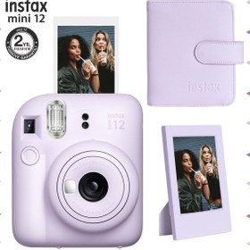Resim Fujifilm Instax mini 12 Lila Fotoğraf Makinesi-Çerçeve ve 64'lü Kare Albüm Seti 
