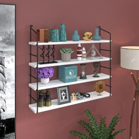 Resim Kenzlife Mutfak Banyo Duvar Rafı Junzi Mat Beyaz Suntalam 100 Y 80 G 15 D 4 Katlı Beyaz 