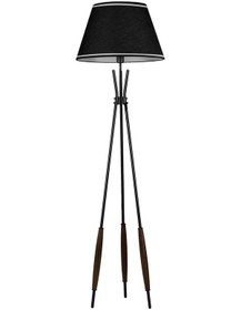 Resim Verona Siyah Başlıklı Metal Lambader Siyah 