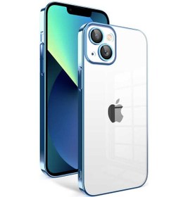 Resim Talazan Apple iPhone 13 Uyumlu Kamera Korumalı Renkli Çerçeveli Garaj Kılıf-mavi Açık Mavi Açık 