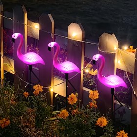 Resim HOtTU 3 Adet Güneş Enerjili Flamingo Bahçe Işıkları - LED Dış Mekan Çim Dekoru, Teras, Yürüyüş Yolu ve Kanal için Romantik Ortam Aydınlatma, Pembe Flamingo Tasarımı Siyah Kazıklarla, Güneş Enerjili & Hava Koşullarına Dayanıklı, Bahçe Süslemeleri Güneş Işıkları, Yürüyüş Yolu Aydınlatması, Hava Koşullarına Dirençli Dekor 
